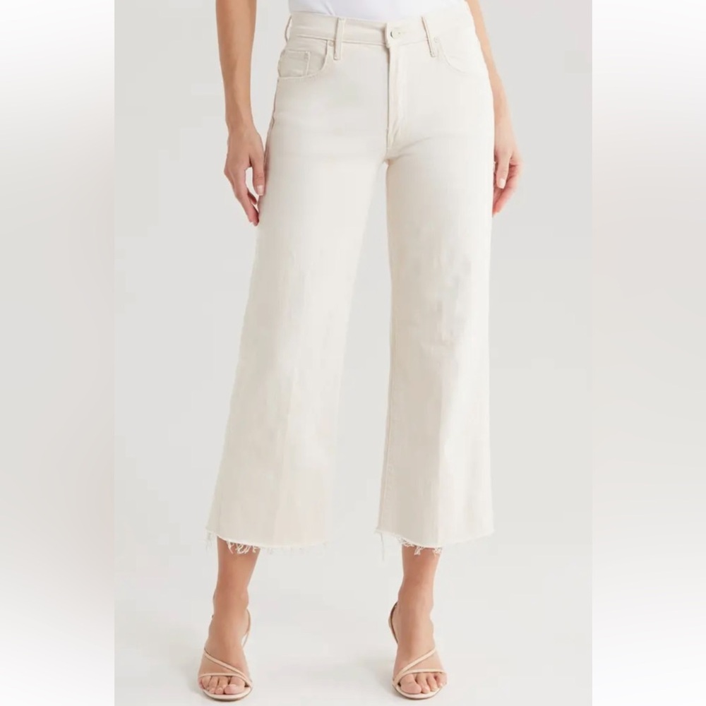 MOTHER Wide Leg Cropped Jeans in Off-White